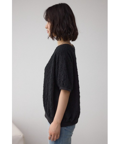 AZUL by moussy(アズールバイマウジー)の「カットジャカードトップス(Tシャツ/カットソー・レディース・アイボリー/ブラック/ライトピンク・FREE)」の17枚目の写真