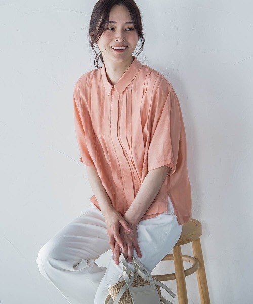 LAUTREAMONT（ロートレアモン）の「ピンタックレースブラウス≪手洗い可能≫（シャツ/ブラウス・レディース・イエロー/オレンジ/グリーン系その他/ホワイト/グリーン/ブルー/ブラック・9号）」の7枚目の写真