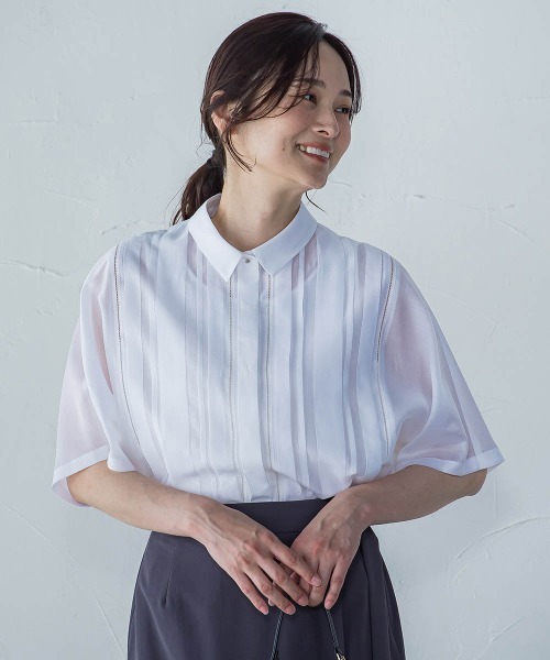 LAUTREAMONT（ロートレアモン）の「ピンタックレースブラウス≪手洗い可能≫（シャツ/ブラウス・レディース・イエロー/オレンジ/グリーン系その他/ホワイト/グリーン/ブルー/ブラック・9号）」の13枚目の写真