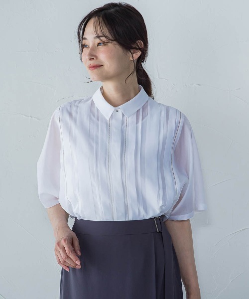 LAUTREAMONT（ロートレアモン）の「ピンタックレースブラウス≪手洗い可能≫（シャツ/ブラウス・レディース・イエロー/オレンジ/グリーン系その他/ホワイト/グリーン/ブルー/ブラック・9号）」の14枚目の写真