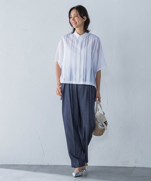 LAUTREAMONT（ロートレアモン）の「ピンタックレースブラウス≪手洗い可能≫（シャツ/ブラウス・レディース・イエロー/オレンジ/グリーン系その他/ホワイト/グリーン/ブルー/ブラック・9号）」の16枚目の写真