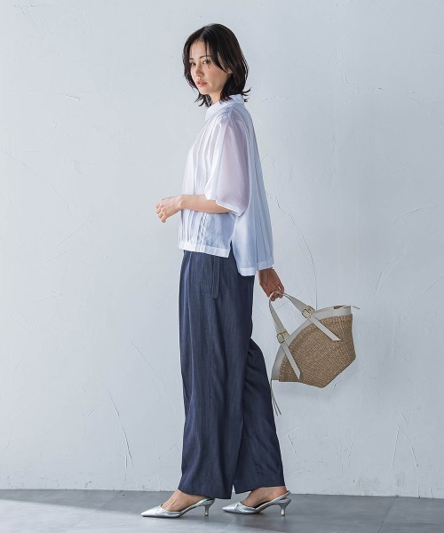 LAUTREAMONT（ロートレアモン）の「ピンタックレースブラウス≪手洗い可能≫（シャツ/ブラウス・レディース・イエロー/オレンジ/グリーン系その他/ホワイト/グリーン/ブルー/ブラック・9号）」の8枚目の写真