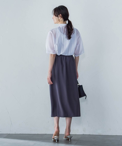 LAUTREAMONT（ロートレアモン）の「ピンタックレースブラウス≪手洗い可能≫（シャツ/ブラウス・レディース・イエロー/オレンジ/グリーン系その他/ホワイト/グリーン/ブルー/ブラック・9号）」の9枚目の写真