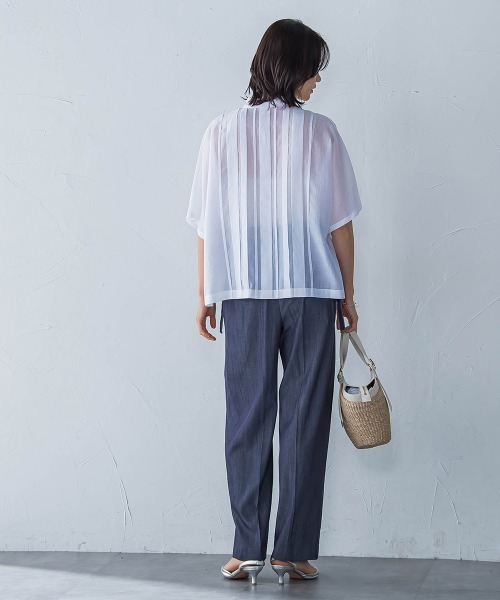 LAUTREAMONT（ロートレアモン）の「ピンタックレースブラウス≪手洗い可能≫（シャツ/ブラウス・レディース・イエロー/オレンジ/グリーン系その他/ホワイト/グリーン/ブルー/ブラック・9号）」の10枚目の写真