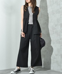 麻調合繊ジレ＋ワイドパンツＳＥＴ