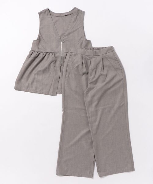 INTERPLANET(インタープラネット)の「麻調合繊ジレ+ワイドパンツSET(ベスト・レディース・ブラック/グレー/モカ・FREE)」の5枚目の写真