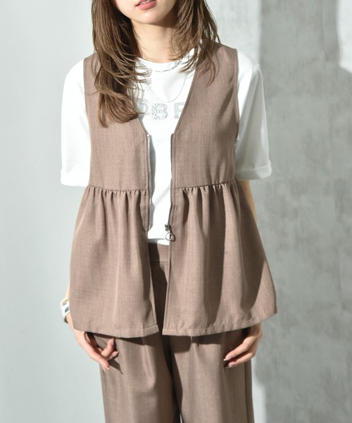 INTERPLANET(インタープラネット)の「麻調合繊ジレ+ワイドパンツSET(ベスト・レディース・ブラック/グレー/モカ・FREE)」の19枚目の写真