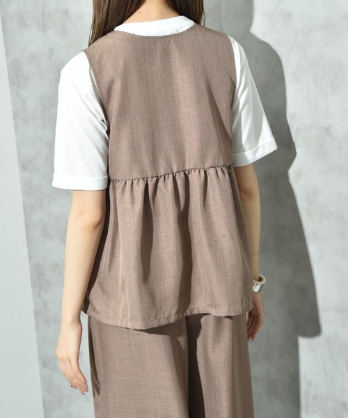 INTERPLANET(インタープラネット)の「麻調合繊ジレ+ワイドパンツSET(ベスト・レディース・ブラック/グレー/モカ・FREE)」の21枚目の写真