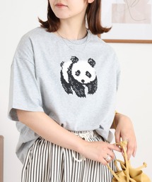 20天竺 前プリント半袖Tシャツ