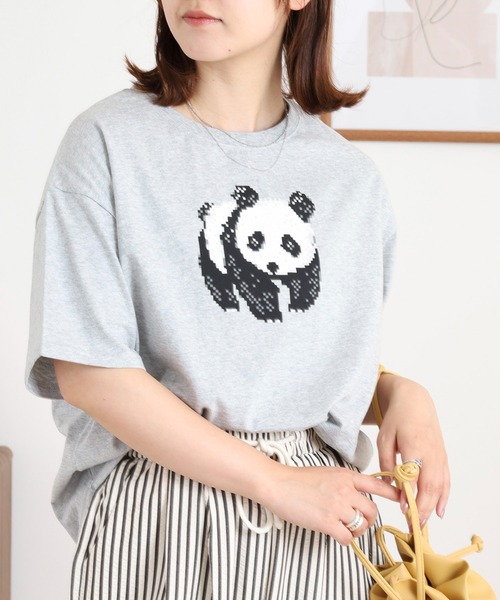 BARNDOOR(バーンドア)の「20天竺 前プリント半袖Tシャツ(Tシャツ/カットソー・レディース・ミント/グレー系1/ネイビー系2/オフホワイト/ホワイト系1/ホワイト系2・FREE)」の4枚目の写真