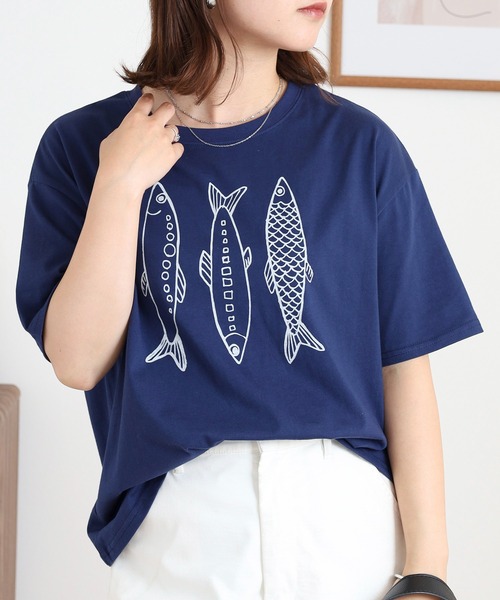 BARNDOOR(バーンドア)の「20天竺 前プリント半袖Tシャツ(Tシャツ/カットソー・レディース・ミント/グレー系1/ネイビー系2/オフホワイト/ホワイト系1/ホワイト系2・FREE)」の19枚目の写真