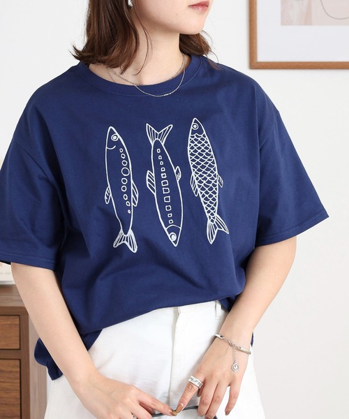 BARNDOOR(バーンドア)の「20天竺 前プリント半袖Tシャツ(Tシャツ/カットソー・レディース・ミント/グレー系1/ネイビー系2/オフホワイト/ホワイト系1/ホワイト系2・FREE)」の20枚目の写真