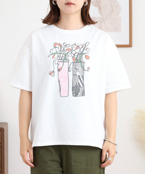 BARNDOOR(バーンドア)の「20天竺 前プリント半袖Tシャツ(Tシャツ/カットソー・レディース・ミント/グレー系1/ネイビー系2/オフホワイト/ホワイト系1/ホワイト系2・FREE)」の10枚目の写真