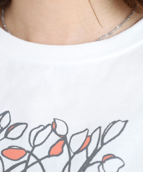 BARNDOOR(バーンドア)の「20天竺 前プリント半袖Tシャツ(Tシャツ/カットソー・レディース・ミント/グレー系1/ネイビー系2/オフホワイト/ホワイト系1/ホワイト系2・FREE)」の13枚目の写真