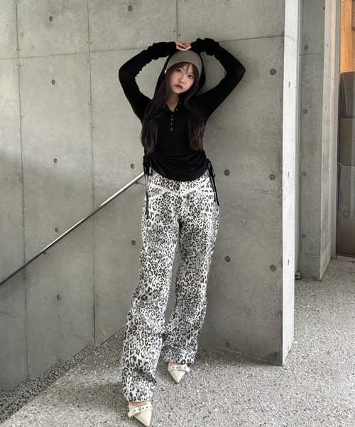 SETUPEXE（セットアップイーエックスイー）の「LEOPARD LACE PANTS（その他パンツ・レディース・チャコール/ベージュ/ホワイト・SMALL/MEDIUM）」の13枚目の写真