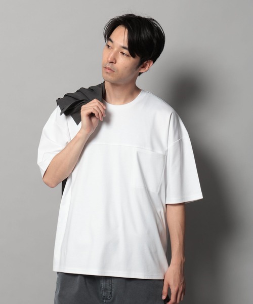 BAYFLOW(ベイフロー)の「【上品な素材感】シルケットスリット半袖Tシャツ(Tシャツ/カットソー・メンズ・シルバーグレー/オフホワイト/ブラック/カーキ・MEDIUM/LARGE)」の6枚目の写真
