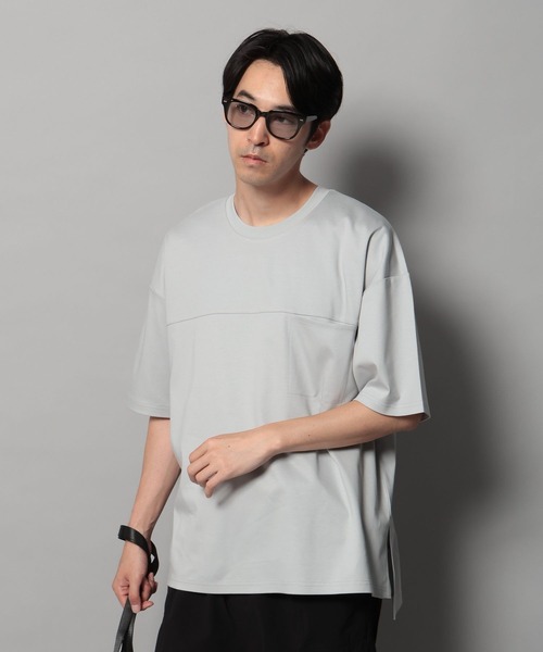 BAYFLOW(ベイフロー)の「【上品な素材感】シルケットスリット半袖Tシャツ(Tシャツ/カットソー・メンズ・シルバーグレー/オフホワイト/ブラック/カーキ・MEDIUM/LARGE)」の12枚目の写真
