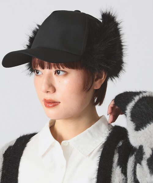 Ray BEAMS（レイビームス）の「ボリューム ファー キャップ（キャップ・レディース・グリーン系その他3/ブラック・ONE SIZE）」の2枚目の写真