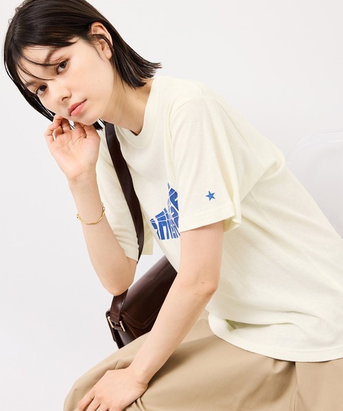 CONVERSE(コンバース)の「【CONVERSE/コンバース】ネップラスラブ天竺クラックプリントTシャツ(Tシャツ/カットソー・レディース・ホワイト/ブルー系その他4・38)」の17枚目の写真