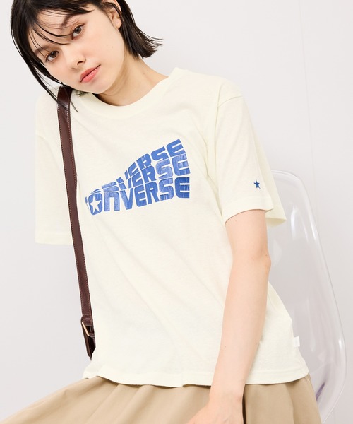 CONVERSE(コンバース)の「【CONVERSE/コンバース】ネップラスラブ天竺クラックプリントTシャツ(Tシャツ/カットソー・レディース・ホワイト/ブルー系その他4・38)」の18枚目の写真