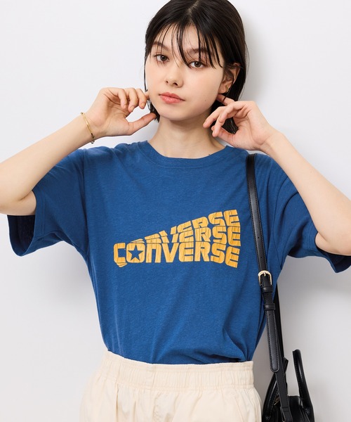 CONVERSE(コンバース)の「【CONVERSE/コンバース】ネップラスラブ天竺クラックプリントTシャツ(Tシャツ/カットソー・レディース・ホワイト/ブルー系その他4・38)」の22枚目の写真