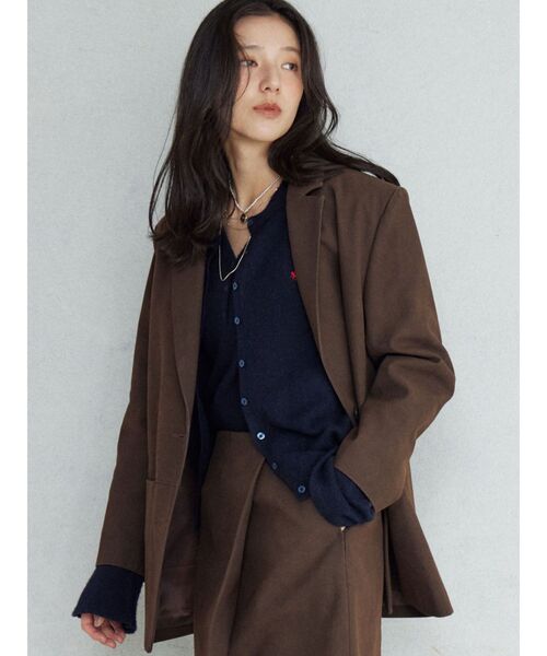 Monoha ダークブラウン スエード風 テーラードジャケット Monoha ダークブラウン スエード風 テーラードジャケット スエード