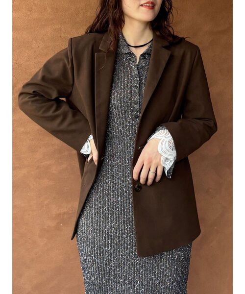 LAGUNAMOON（ラグナムーン）の「スエードライクジャケット（テーラードジャケット・レディース・ブラウン/キャメル・FREE）」の15枚目の写真