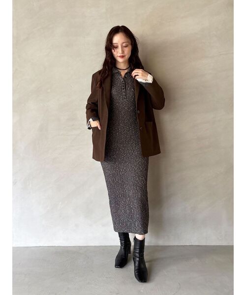 LAGUNAMOON（ラグナムーン）の「スエードライクジャケット（テーラードジャケット・レディース・ブラウン/キャメル・FREE）」の18枚目の写真