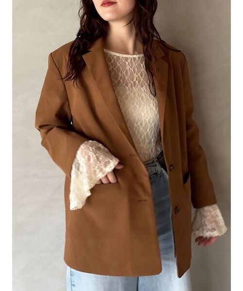 LAGUNAMOON（ラグナムーン）の「スエードライクジャケット（テーラードジャケット・レディース・ブラウン/キャメル・FREE）」の21枚目の写真