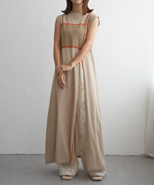 notch.（ノッチ）の「麻タッチ配色スリットワンピース（ワンピース・レディース・ブラウン/ベージュ/ブラック・M）」の11枚目の写真