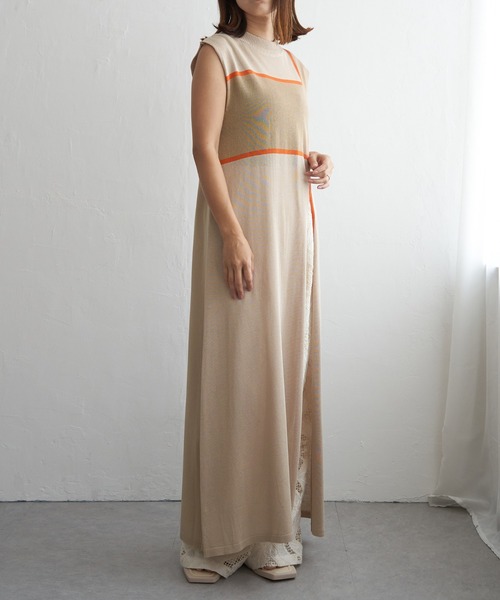 notch.（ノッチ）の「麻タッチ配色スリットワンピース（ワンピース・レディース・ブラウン/ベージュ/ブラック・M）」の15枚目の写真