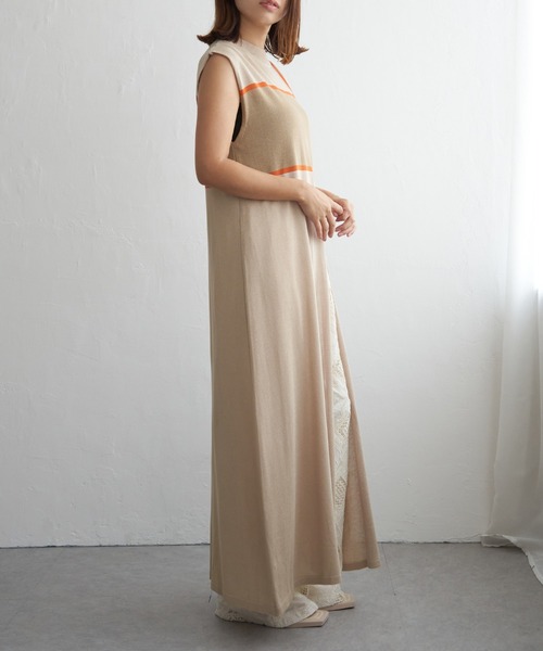 notch.（ノッチ）の「麻タッチ配色スリットワンピース（ワンピース・レディース・ブラウン/ベージュ/ブラック・M）」の16枚目の写真