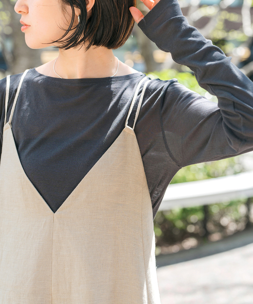 Spick & Span（スピックアンドスパン）の「《追加》シアーボートネックプルオーバー（Tシャツ/カットソー・レディース・チャコールグレー/ブラウン/ライトグリーン/ホワイト・FREE）」の18枚目の写真