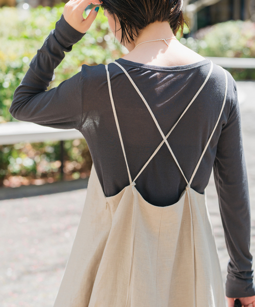 Spick & Span（スピックアンドスパン）の「《追加》シアーボートネックプルオーバー（Tシャツ/カットソー・レディース・チャコールグレー/ブラウン/ライトグリーン/ホワイト・FREE）」の19枚目の写真