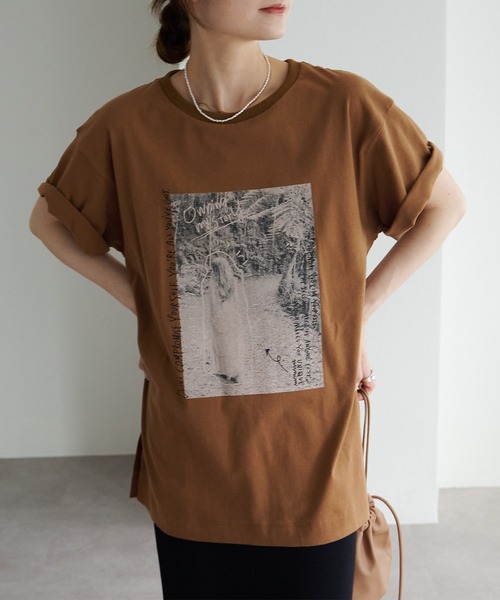 PUAL CE CIN(ピュアルセシン)の「機能素材フォトプリントTシャツ(Tシャツ/カットソー・レディース・ホワイト/グレー/オフホワイト/キャメル・FREE)」の12枚目の写真