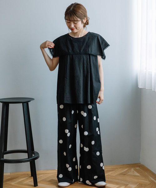 POU DOU DOU（プードゥドゥ）の「ランダムドットタックパンツ（その他パンツ・レディース・ブラック/ダークグレー・M）」の10枚目の写真
