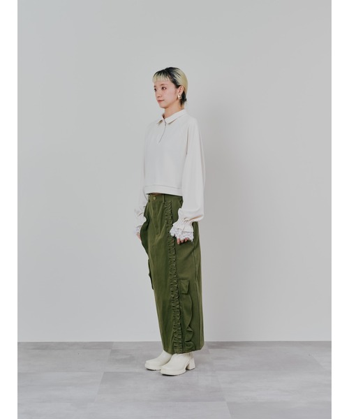 TEVALT（ヴァレット）の「ハーフジップ配色レーストップス（ジャージ・レディース・チャコールグレー/ダークネイビー/アイボリー・38）」の10枚目の写真