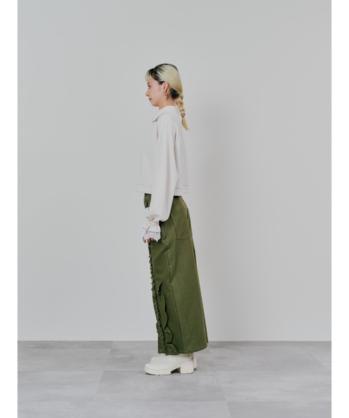 TEVALT（ヴァレット）の「ハーフジップ配色レーストップス（ジャージ・レディース・チャコールグレー/ダークネイビー/アイボリー・38）」の11枚目の写真