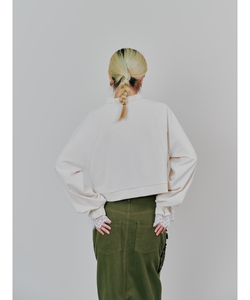 TEVALT（ヴァレット）の「ハーフジップ配色レーストップス（ジャージ・レディース・チャコールグレー/ダークネイビー/アイボリー・38）」の18枚目の写真