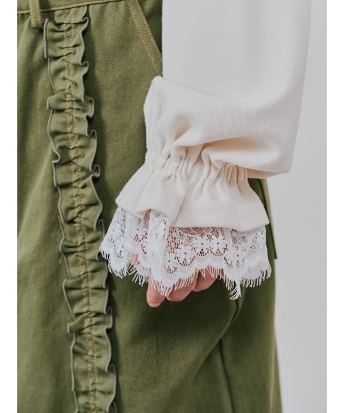 TEVALT（ヴァレット）の「ハーフジップ配色レーストップス（ジャージ・レディース・チャコールグレー/ダークネイビー/アイボリー・38）」の7枚目の写真