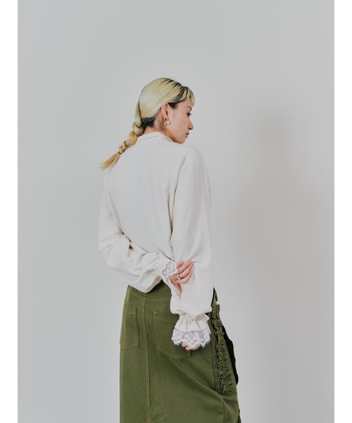 TEVALT（ヴァレット）の「ハーフジップ配色レーストップス（ジャージ・レディース・チャコールグレー/ダークネイビー/アイボリー・38）」の12枚目の写真