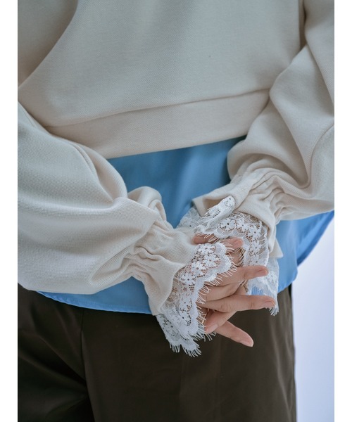 TEVALT（ヴァレット）の「ハーフジップ配色レーストップス（ジャージ・レディース・チャコールグレー/ダークネイビー/アイボリー・38）」の4枚目の写真