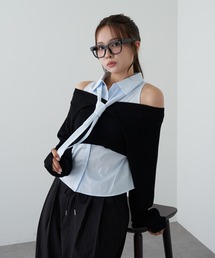 RAY CASSIN | アメスリタイ付シャツレイヤードニット(シャツ/ブラウス)