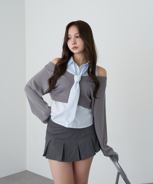 RAY CASSIN（レイカズン）の「アメスリタイ付シャツレイヤードニット（シャツ/ブラウス・レディース・ライトベージュ/ブルー系その他2/ブルー系その他3・FREE）」の17枚目の写真