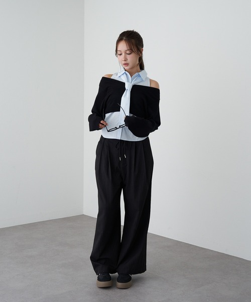 RAY CASSIN（レイカズン）の「アメスリタイ付シャツレイヤードニット（シャツ/ブラウス・レディース・ライトベージュ/ブルー系その他2/ブルー系その他3・FREE）」の11枚目の写真