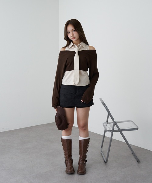 RAY CASSIN（レイカズン）の「アメスリタイ付シャツレイヤードニット（シャツ/ブラウス・レディース・ライトベージュ/ブルー系その他2/ブルー系その他3・FREE）」の22枚目の写真