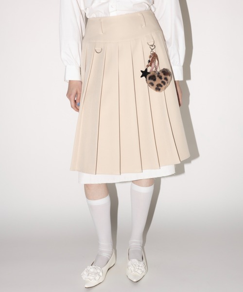 idem（イデム）の「layered medium pleats skirt / レイヤード風ミディスカート（スカート・レディース・グレー/グリーン/ブラック/その他/モカ/ベージュ・FREE）」の4枚目の写真