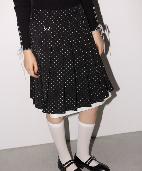 idem（イデム）の「layered medium pleats skirt / レイヤード風ミディスカート（スカート・レディース・グレー/グリーン/ブラック/その他/モカ/ベージュ・FREE）」の6枚目の写真