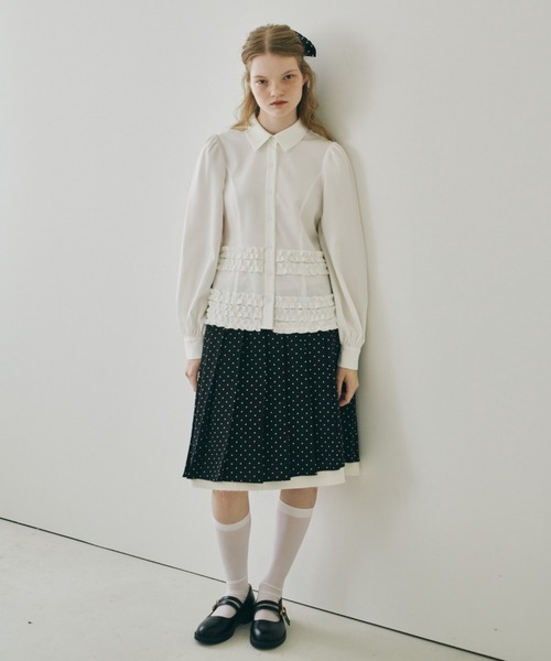 idem（イデム）の「layered medium pleats skirt / レイヤード風ミディ