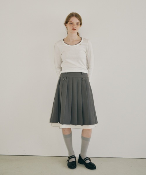 idem レイヤード風ミディスカート layered medium pleats skirt / レイヤード風ミディスカート（スカート